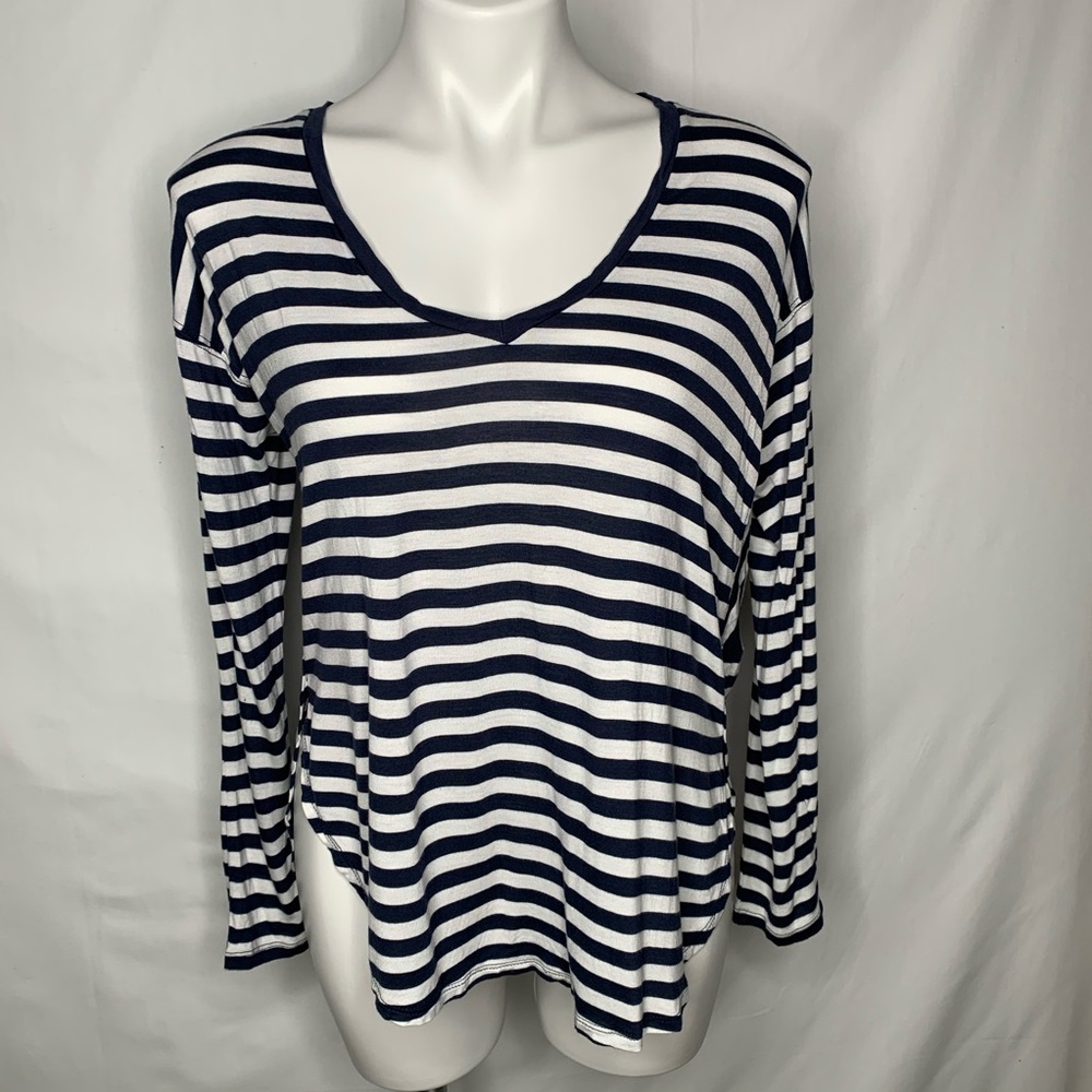 Madewell Long Sleeve Striped Anthem Hi-Low T-Shirt - Picture 3 of 8